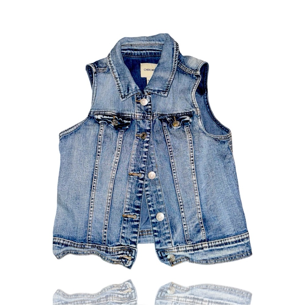 Vintage Sleeveless Denim Vest: Girls XL 14/16: 90’s Y2K: GUC